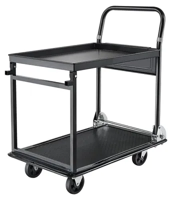 Immagine prodotto di Carrello pieghevole, 317,51 kg, carrello a piattaforma per carichi pesanti con ruote, acciaio ad alta resistenza, carrello a pianale mobile a 2 livelli, per magazzini, garage, officine, uffici, 730 x 470 x 820 mm
