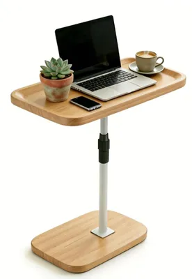 Image de Table d'appoint réglable en forme de C, idéale pour une utilisation près d'un canapé ou d'un lit