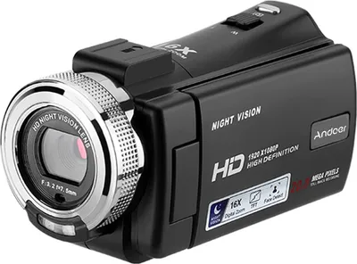 Produktbild von Andoer V12 1080P Full HD 16-fach Digitalzoom Aufnahme-Videokamera Tragbarer Camcorder mit 3,0 Zoll drehbarem LCD-Bildschirm Max. 30 Megapixel Unterstuetzt Nachtsicht Gesichtserkennung Gesichtsverschoenerung