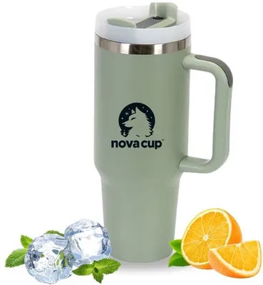 Immagine prodotto di Grande thermos in acciaio inossidabile con manico e cannuccia, 1,2 litri, mantiene il caldo per 12 ore e il freddo per 48 ore