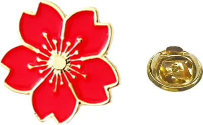 Produktbild von Süße Frauen Kirschblüten Blume Emaille Brosche Pin Anzug Kragen Abzeichen Schmuck-Rot