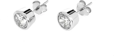 Produktbild von 1 Paar Damen Ohrstecker SterlingSilber 925 rhodiniert Ohrringe mit Zirkonia Stein Weiss 7mm