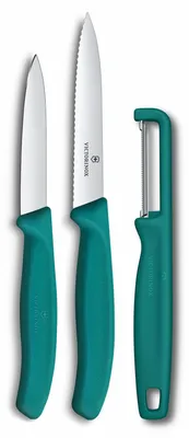 Zdjęcie produktu dla Swiss Classic, nóż do obierania z obieraczką, 3 szt., zielony, pudełko