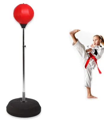 Imagen del producto de Kit de saco de boxeo con altura ajustable de 120 a 150 cm, que incluye guantes, ideal para entrenamiento de boxeo