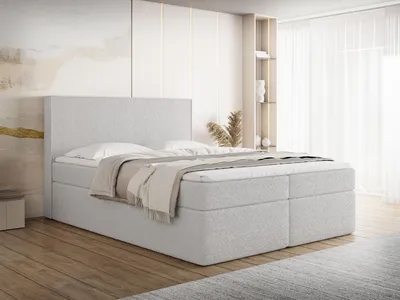 Produktbild von Boxspringbett 180x200 cm mit Bettkasten, Gepolstert Doppelbett mit 7-Zonen Taschenfederkern-Matratze, 5 cm Komfortschaum-Topper Inklusive – Stauraumbett mit hohem Kopfteil in Boucle Stoff Grau