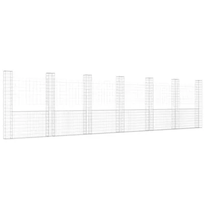 Zdjęcie produktu dla vidaXL Kosz gabionowy w kształcie litery U z 7 kolumnami żelaznymi 740x20x200 cm