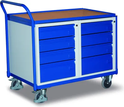Produktbild von Werkstattwagen mit 1 Ladefläche, 8 Schubladen + EasySTOP