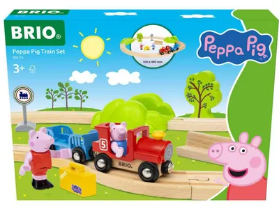 Immagine prodotto di BRIO World-36123-Peppa Pig Train Set - Complete 18-piece set with Peppa Pig and George figures - Wooden train set - Ages 3+