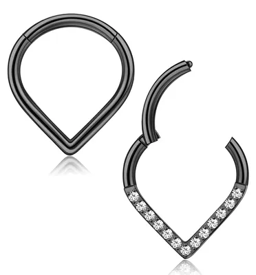 Imagen del producto de Conjunto de 2 aros para la nariz de titanio de la marca Solidchoice, con forma de lágrima