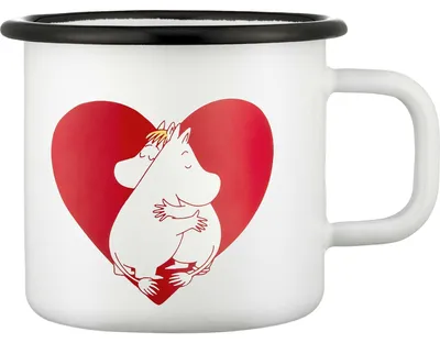 Produktbild von Muurla Mumin Herz Tasse  Emaille 0,37 l  rot, weiß