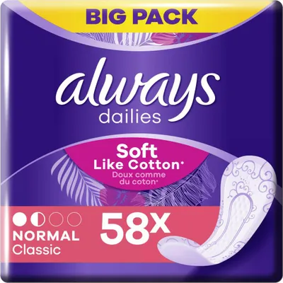 Image de Always - Protège-slips - Normal - Doux - 58 Protège-slips - 1 pièce