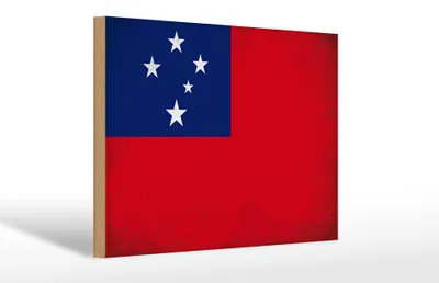 Produktbild von Holzschild Flagge Samoa 30x20cm Flag of Samoa Vintage