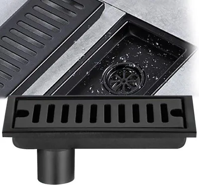 Image de Siphon de sol droit en acier inoxydable 20 x 10 cm, avec double filtre, pour toilettes, salle de bains, cuisine et balcon