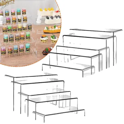 Imagen del producto de Soportes expositores de acrílico, 4 mm de grosor, 5 niveles, 10 unidades, material transparente, diseño versátil