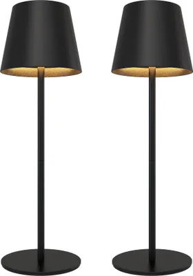 Produktbild von Ledvion – 2x Wiederaufladbare LED-Tischleuchte, Mattschwarz, Dimmbar 2700K-5000K, 200 Lumen, IP54 Spritzwassergeschützt, 4400 mAh Akku, Touch-Steuerung, Einstellbar, USB-C, Innen- & Außenbereich, Nyra