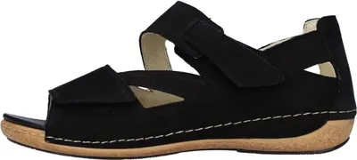 Produktbild von Waldläufer Heliett Sandalen Herausnehmbares Fußbett, Aus hochwertigem Nubukleder, Klettverschluss einfache Anpassung schwarz 37 EU