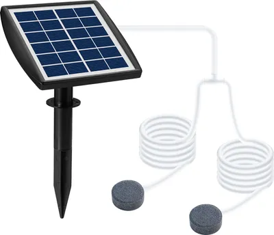 Obrázek produktu pro Solární kyslíkové čerpadlo 6V 2W se 2 vzduchovacími kameny a 2,5 m hadicí - provzdušňovač pro akvárium, zahradní jezírko, venkovní akvárium s rybami