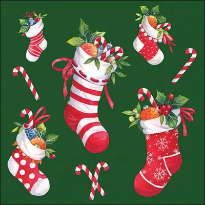 Imagen del producto de Servilletas Ambiente, 33 x 33 cm – Motivo: calcetines navideños