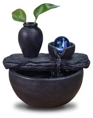 Immagine prodotto di Kamerfontein con vaso e luce LED colorata, altezza 19 cm, larghezza 21 cm, profondità 17 cm