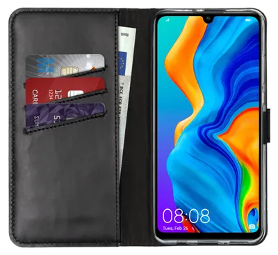 Immagine prodotto di Custodia a libro in vera pelle Selencia per Huawei P30 Lite - Nero