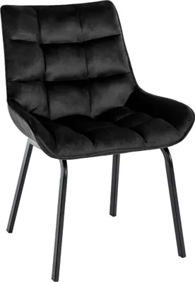 Produktbild von CLP Esszimmerstuhl Saranda mit Rückenlehne und schwarzem Metallgestell schwarz Material Samt