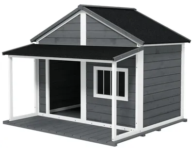 Image de Chenil d'extérieur - Abri pour chien - Chenil extérieur - Maison pour chien - Cage pour chien - Gris - Matériau résistant aux intempéries