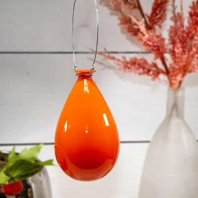 Produktbild von Dekotropfen, hängend, Fenster, Blickdicht | Glas, Orange | H 18,5 x B 12,0 cm