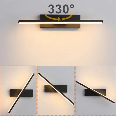 Produktbild von 8W LED Wandleuchte Drehbar, Leselampe 3 Lichtfarben 40cm, Wandlampe Aluminium, Nachtlicht für Schlafzimmer Wohnzimmer Treppe Flur