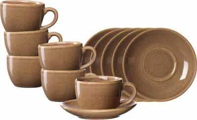 Produktbild von Ritzenhoff & Breker Sahara Kaffeetasse mit Untertasse 6er Set - Hellbraun