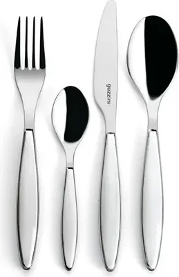 A set of four cutlery pieces arranged on a white background.