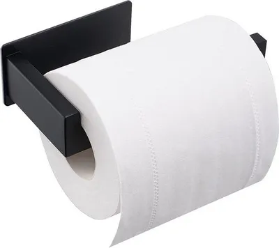Zdjęcie produktu dla Uchwyt na papier toaletowy bez wiercenia, uchwyt na rolki papieru toaletowego, samoprzylepny, stal nierdzewna 304, do łazienki i kuchni, czarny
