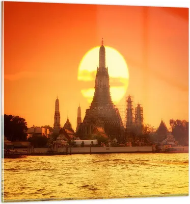 Produktbild von Bilder auf glas - Tempel Asien - 70x70cm - Glasbilder - Wandbilder - Bilder - Kunstdruck - zum Aufhängen bereit - Wanddekoration aus Glas - Glas Bilder - Wandbild auf Glas - Einteilig - GAC70x70-3420