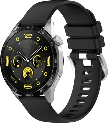 Image de Bracelet en silicone noir avec boucle brillante pour Huawei Watch GT 5 Pro 46 mm