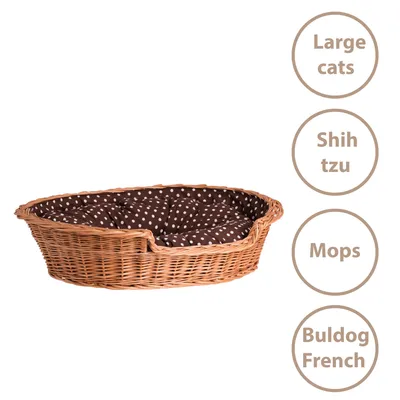 Image de Panier pour chien en osier ovale avec un coussin 60X43 H16 CM