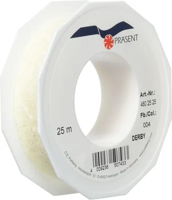 Productafbeelding van Gedrukt satijn lint - Crème - 25mm-25m