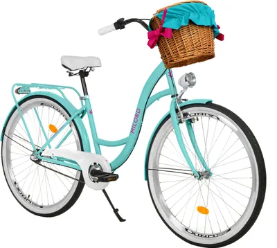 Produktbild von Milord Komfort Fahrrad Mit Weidenkorb Damenfahrrad, 28 Zoll, Blau, 3 Gang Shimano