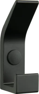 Produktbild von Eleganter schwarzer Metall-Wandhaken für Handtücher – praktischer Kleiderhaken mit zwei Aufhängeflächen ideal für Bad, Flur oder Küche, auf einfache Montage ausgelegt.