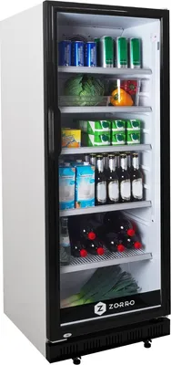Produktbild von ZORRO Getränkekühlschrank ZK 310 | Weiß/Schwarz | 310 Liter | Glastür