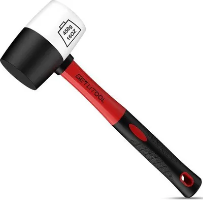 Image de Marteau en caoutchouc noir/blanc, 450 g, 55 mm, antidérapant