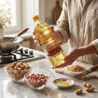 Produktbild von Desantis Erdnussöl 1 Liter, Reines Erdnussöl zum Braten & Frittieren, 1000 ml Flasche