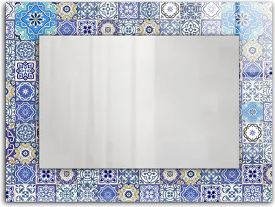 Zdjęcie produktu dla Marokańskie wzory – Lustro Prostokątne z Printem 80x60 cm – Nowoczesne – Dekoracyjne Na Ścianę