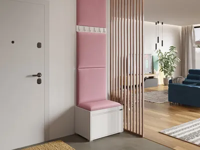 Image de Mur de couloir avec panneaux muraux tapissés CLENZE 4 - blanc / rose