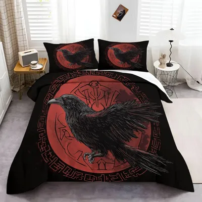 Immagine prodotto di Elzusha - Set di biancheria da letto per ragazzi, design "Zwart Raaf"