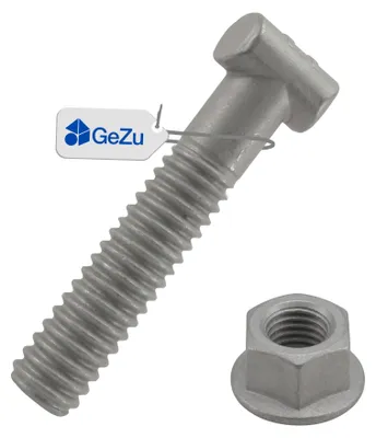 Produktbild von 100er Set Hammerkopfschraube M14 x 82 mm + Bundmutter SW 19 mit Schnellgewinde feuerverzinkt