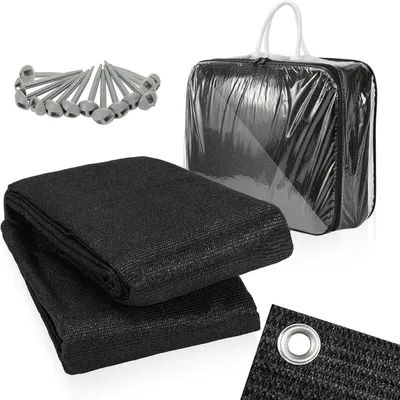 Obrázok produktu pre Aopunly Markíza Koberec 300x300cm Stan Koberec z HDPE Vonkajší kempingový koberec vrátane tašky na prenášanie Príslušenstvo Čierna