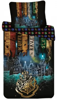 Productafbeelding van Harry Potter beddengoed "magische symbolen", 140x200 cm, 100% katoen