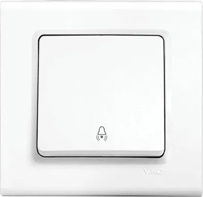 Produktbild von Unterputz Klingeltaster 1-fach Weiß mit Rahmen 8,5 cm, Wippschalter 10A 250V IP20