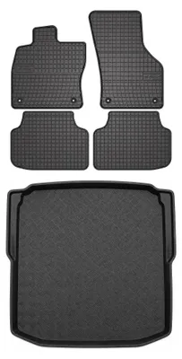 Productafbeelding van Rubberen automatten + kofferbakmat voor Skoda Octavia III 2012-2020 (hatchback) – 5-delig, zwart, op maat – Wielganizator SolidPRO