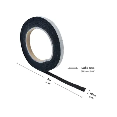 Produktbild von haggiy Selbstklebendes schwarzes Filzband - 1 mm dünner Filzstreifen, 5 m Länge, Breite: 10 mm