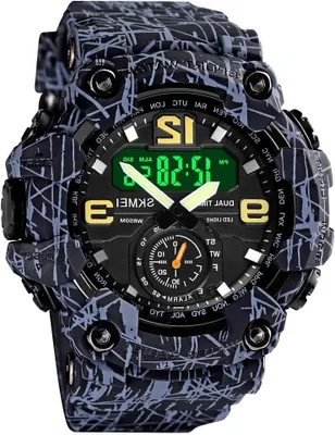 Productafbeelding van Multifunctionele Digitale Sporthorloge voor Heren - Waterdicht LED Militaire Horloge